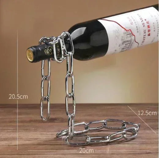 PG Novelty Magic Wine Bottle Holder Floating Steel Link Chain Wine Bottle Rack/Holder - Holds Bottles in The Air