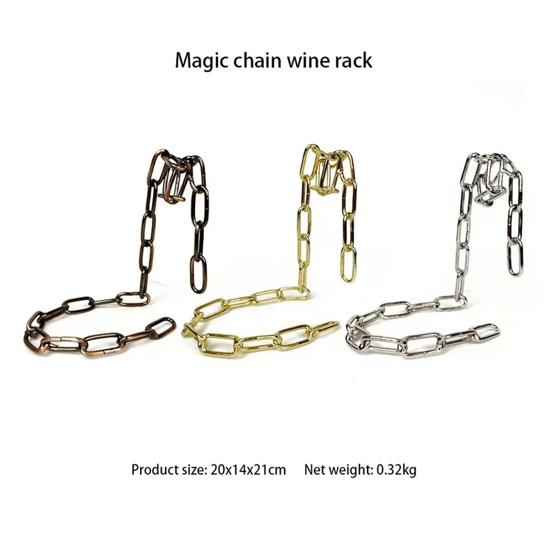 PG Novelty Magic Wine Bottle Holder Floating Steel Link Chain Wine Bottle Rack/Holder - Holds Bottles in The Air